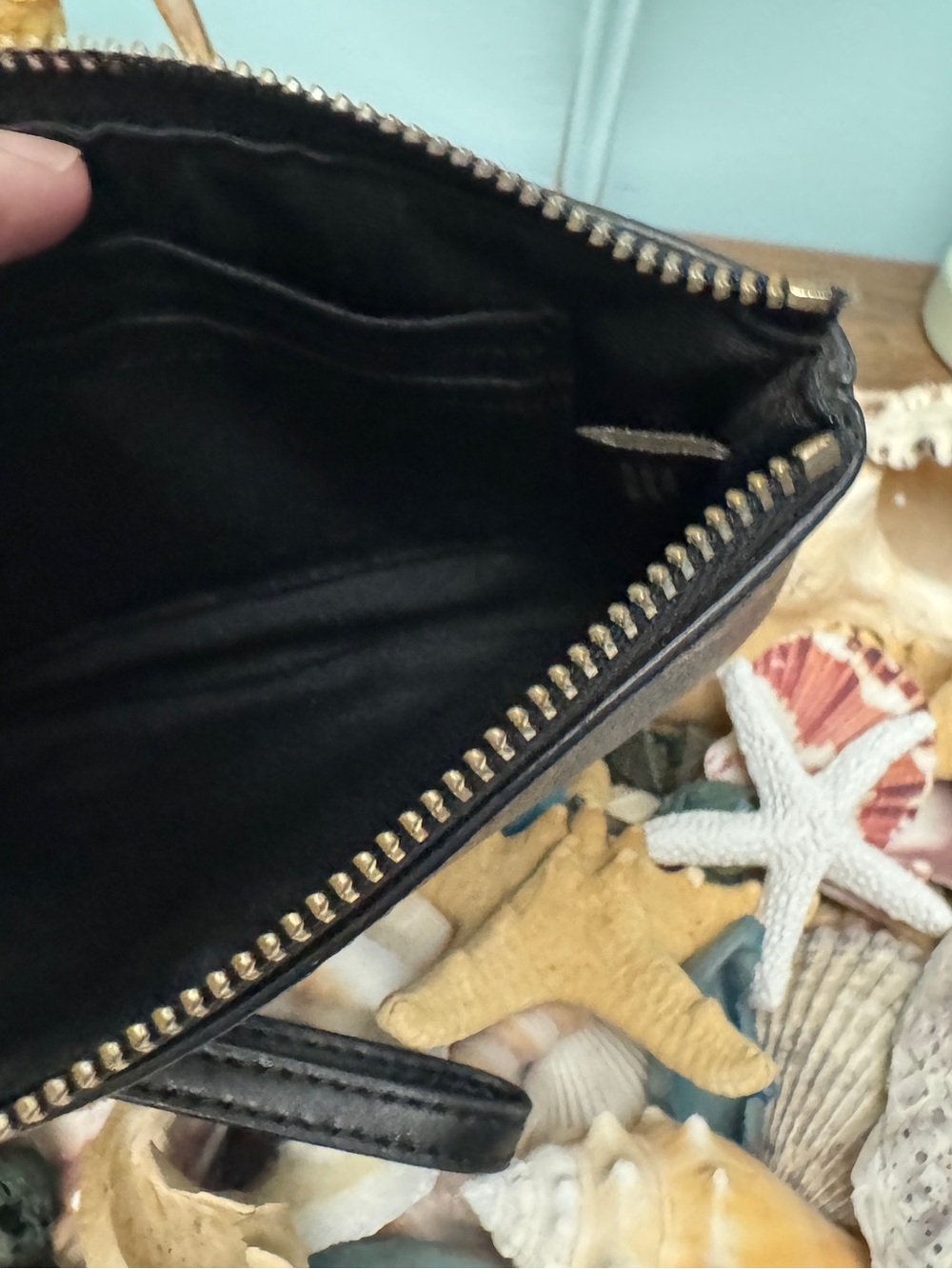 Coach Brown and Black Leather Zip Pouch with Gold Logo - Picture 10 of 11